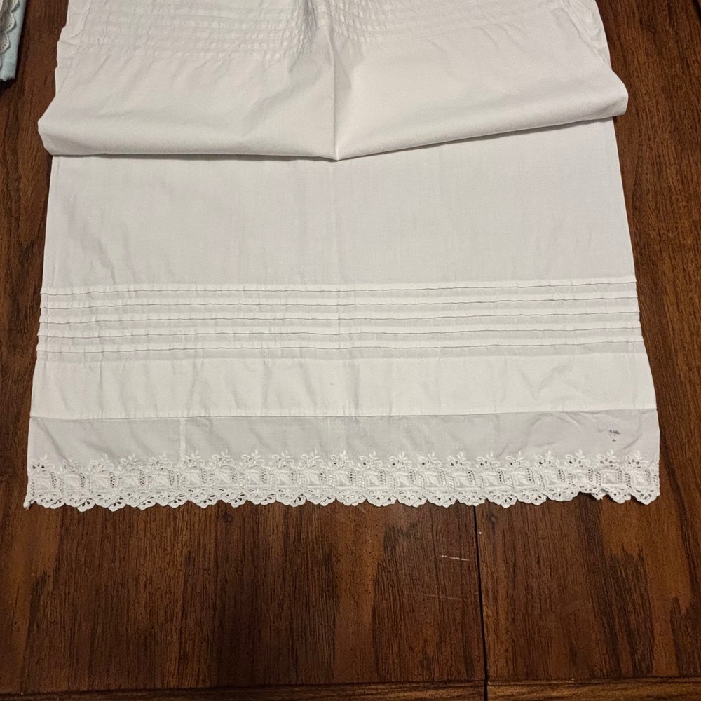 Vintage White Pillowcase Lace Craft Lot Pintuck Cutwork Eyelet Trim Upcycle 80"
